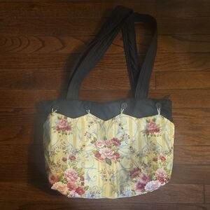 Floral Tote Bag with Black Straps